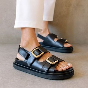 ALOHAS BLACK HARPER LEATHER SANDALS